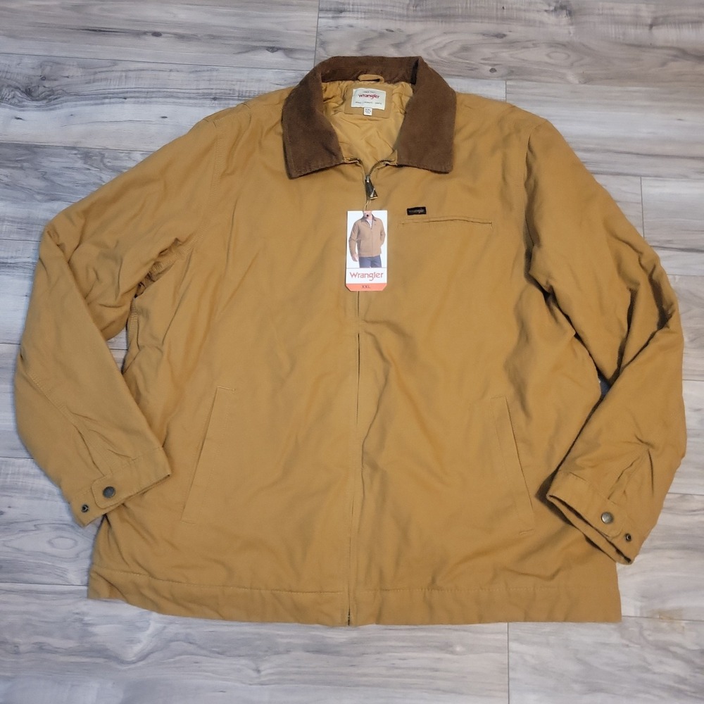 Wrangler Men's Canvas Work Jacket Insulated Quilted Lining Corduroy Collar